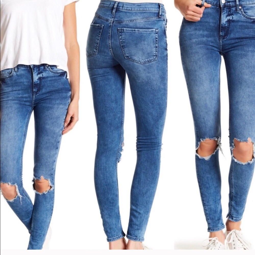 FP High Rise Busted  knee skinny jeans,size 28,new